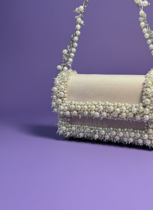 The Pearl Radiance Luxe Clutch - A Festive Muse of Modern Elegance