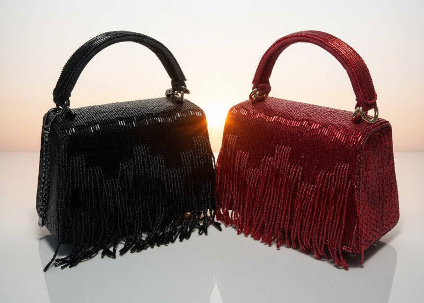 The Scarlet Bloom Black Clutch – A Festive Muse of Modern Elegance