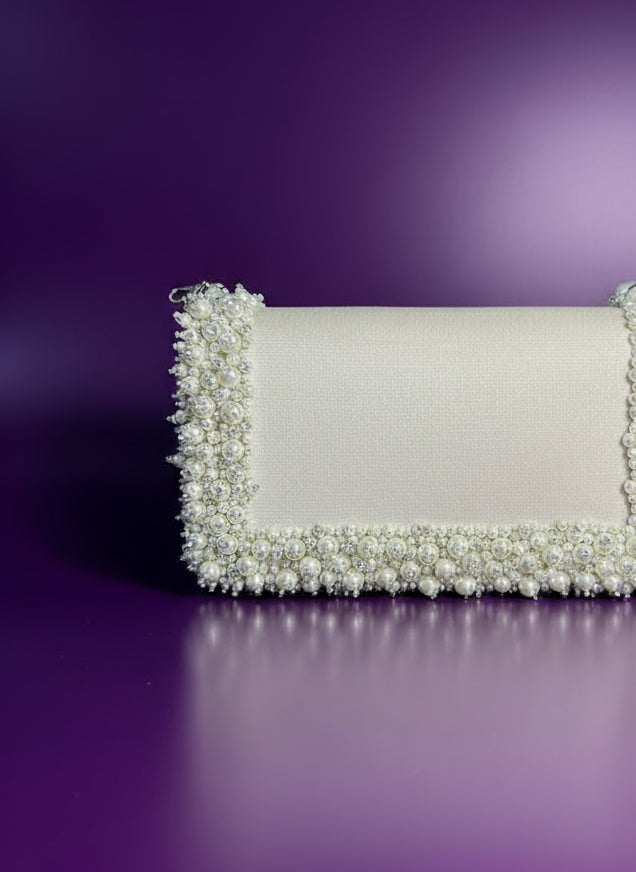 The Pearl Radiance Luxe Clutch - A Festive Muse of Modern Elegance