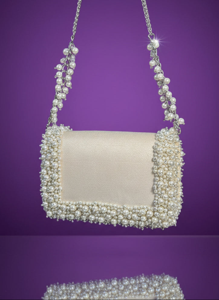 The Pearl Radiance Luxe Clutch - A Festive Muse of Modern Elegance