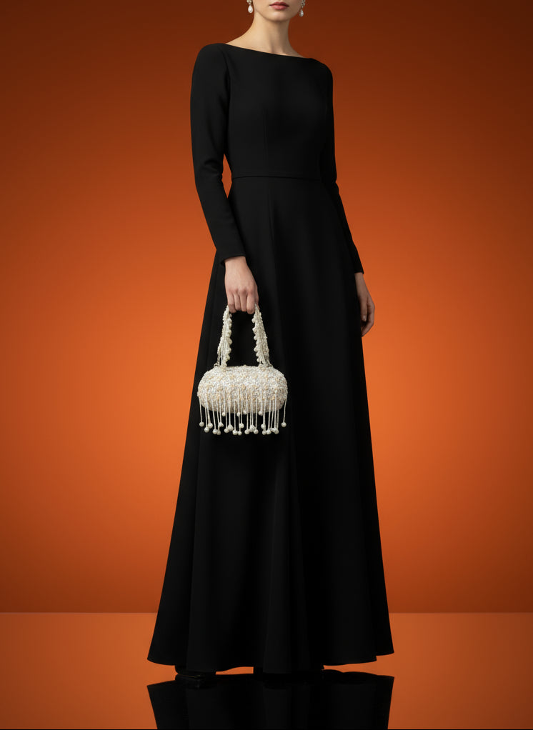 Ethereal Blossom Pearl Box Clutch-Classy Modern Touch to Wedding & Festive Season