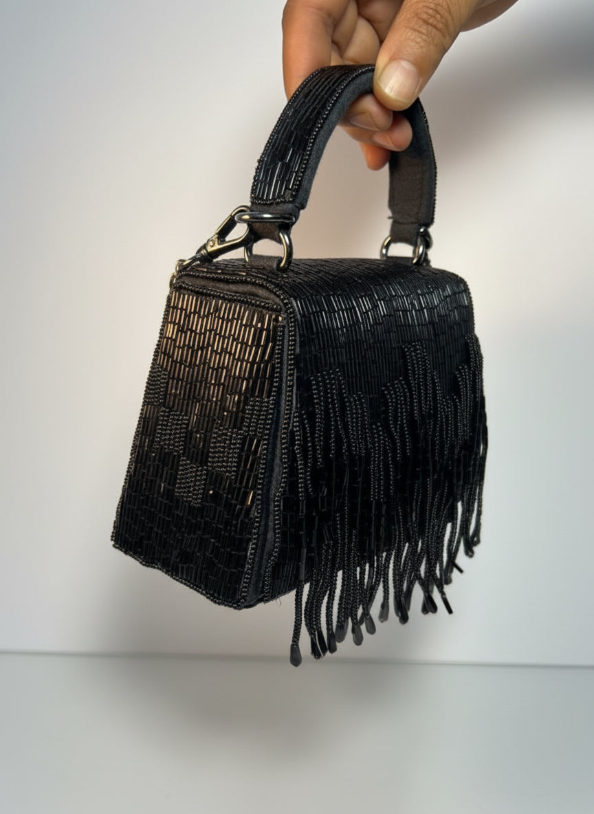 The Scarlet Bloom Black Clutch – A Festive Muse of Modern Elegance