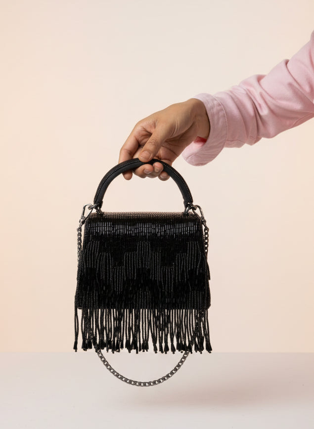 The Scarlet Bloom Black Clutch – A Festive Muse of Modern Elegance