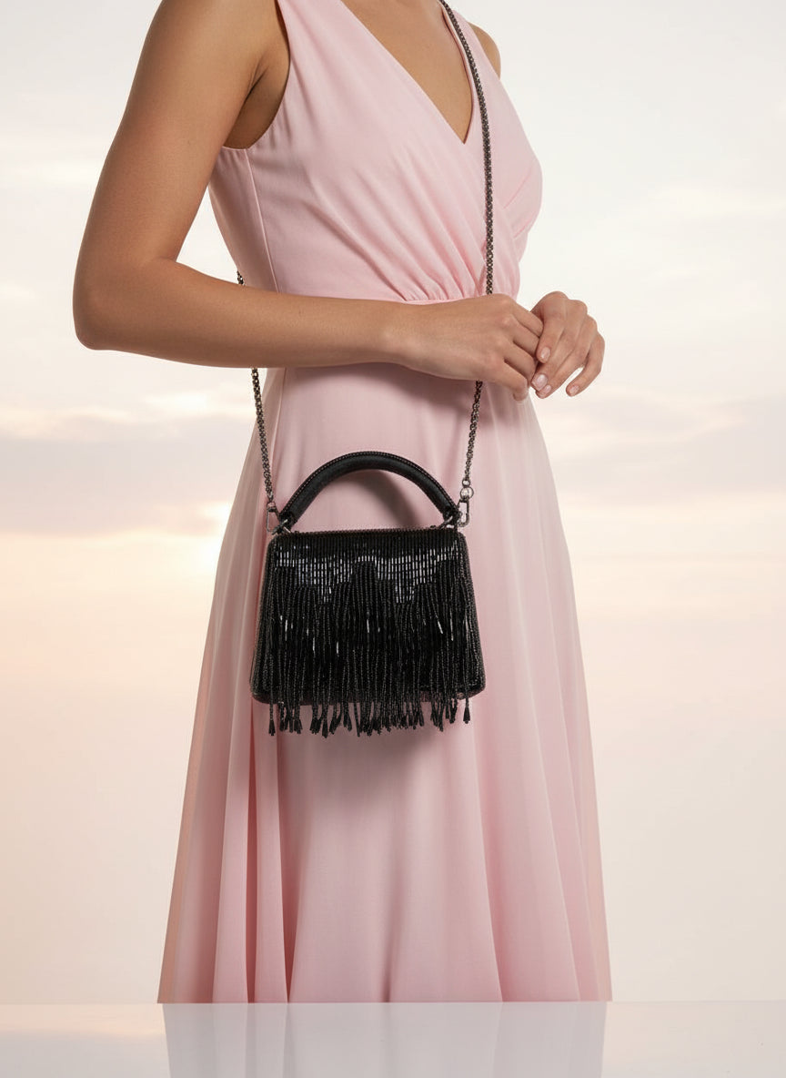 The Scarlet Bloom Black Clutch – A Festive Muse of Modern Elegance