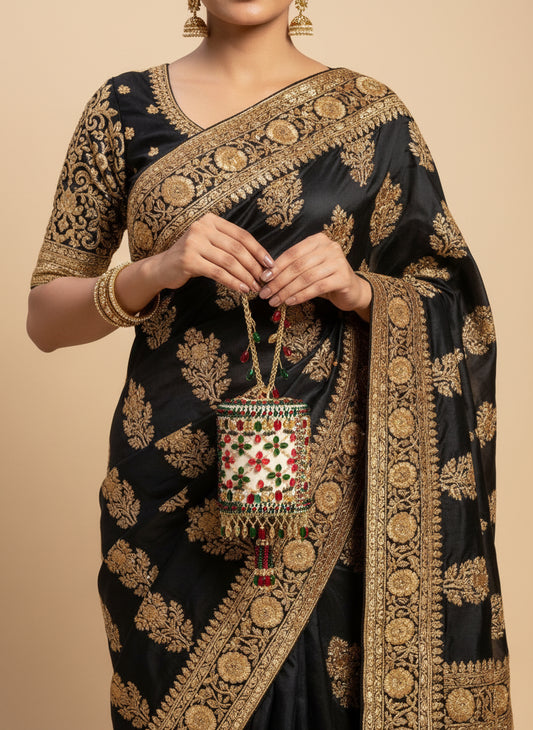 clutch multicolor weeding potli bag handbag with colorful beads and stones 