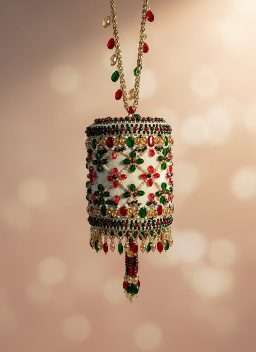 Ivory Handcrafted Multi-Color Beaded Clutch - Festive & Wedding Edit
